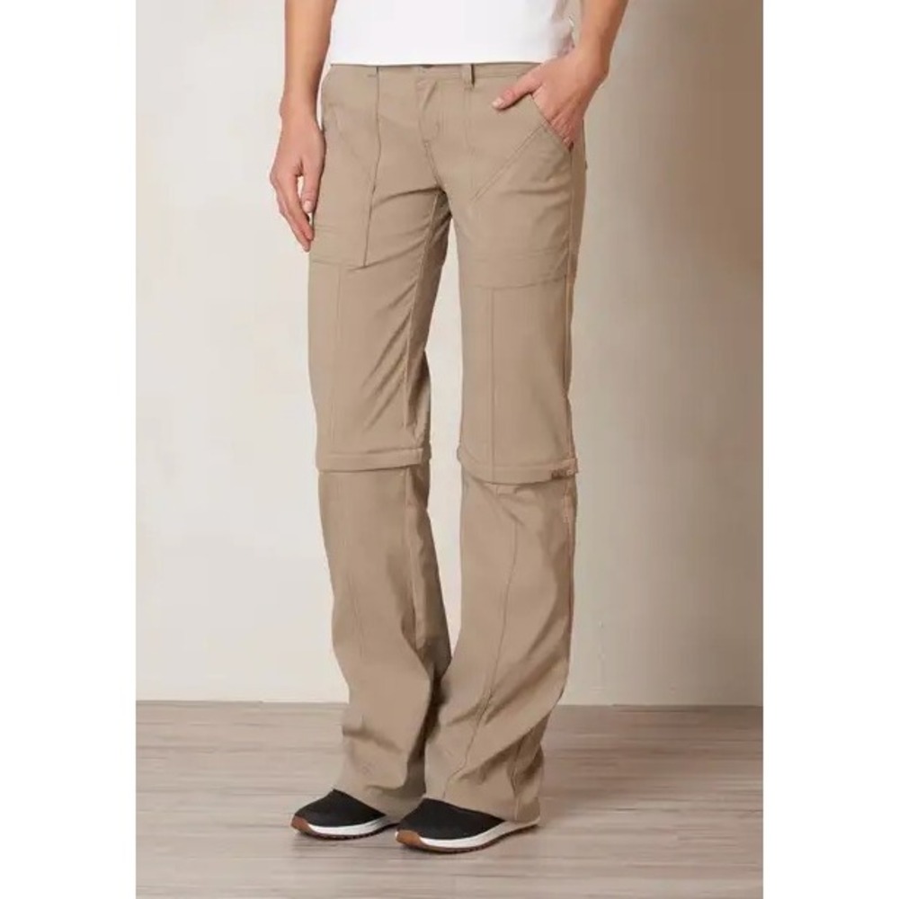 Prana Halle Convertible Hiking Pants Womens 2 Short Khaki Tan Zip Off Cargo
